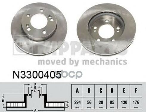 Торм. диск Пер. вент. 5 Отв. Ssangyong Actyon 06->/ Kyron 05->/ Rexton 04-> Nipparts арт. N3300405