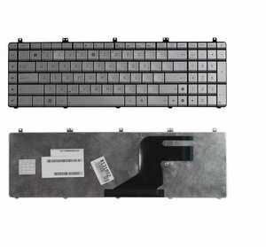 Keyboard / Клавиатура для ноутбука Asus N55, N55S, N55SF, X7DSF, X7DSL, серебристая, высокие кнопки со скосом, гор. Enter ZeepDeep