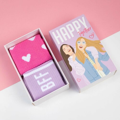 фото Женские носки kaftan средние, размер 36-40, розовый, мультиколор