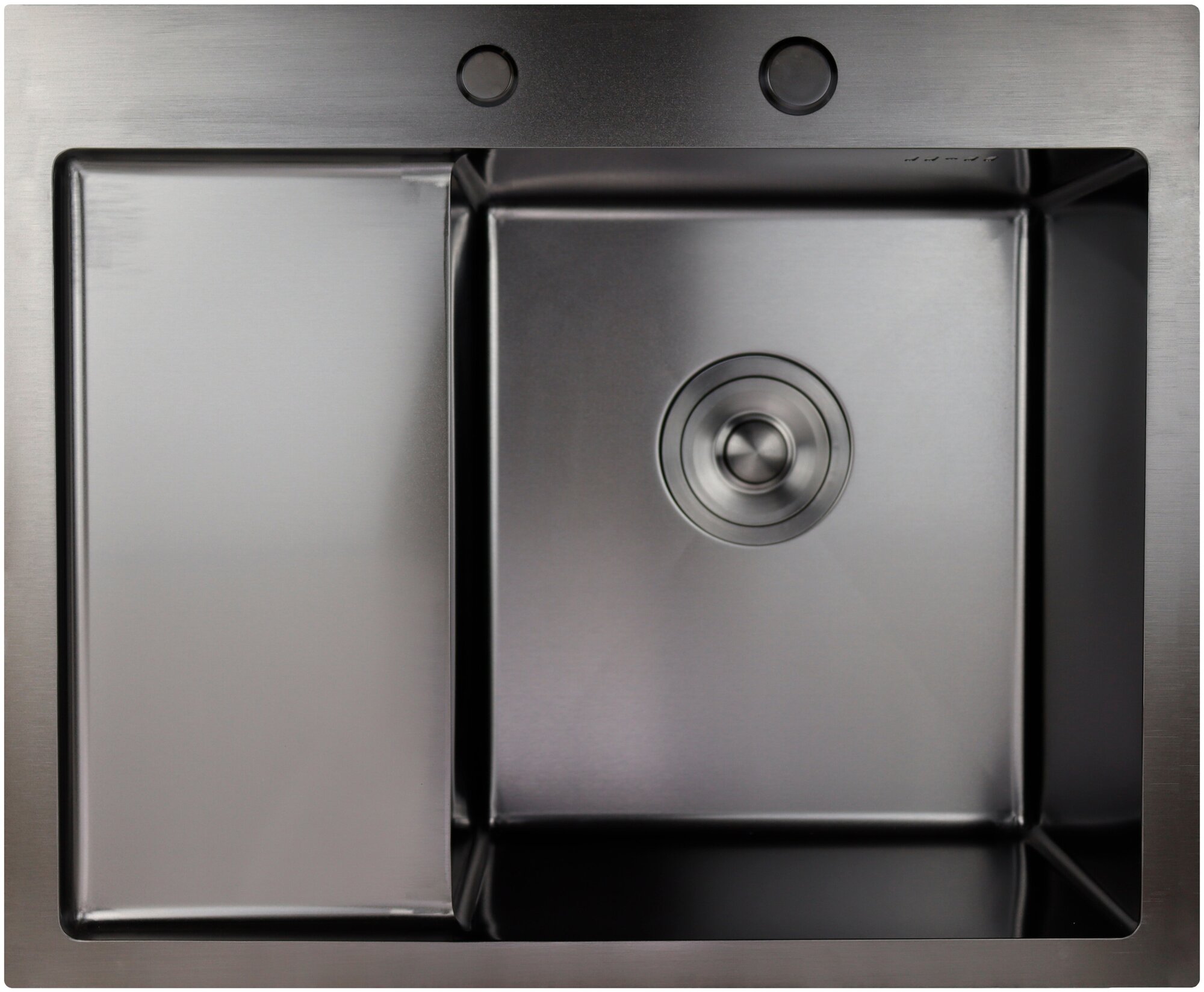 Мойка для кухни Премиум класса 58х48 Графит, нержавеющая врезная, чаша справа, 3 мм толщина, выпуск 3 1/2, с сифоном