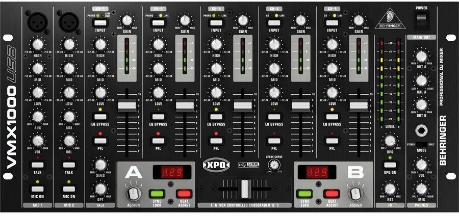 Behringer VMX1000USB DJ-микшер со встроенным USB интерфейсом (7 каналов совм. с МАС иРС микр. предусилители).