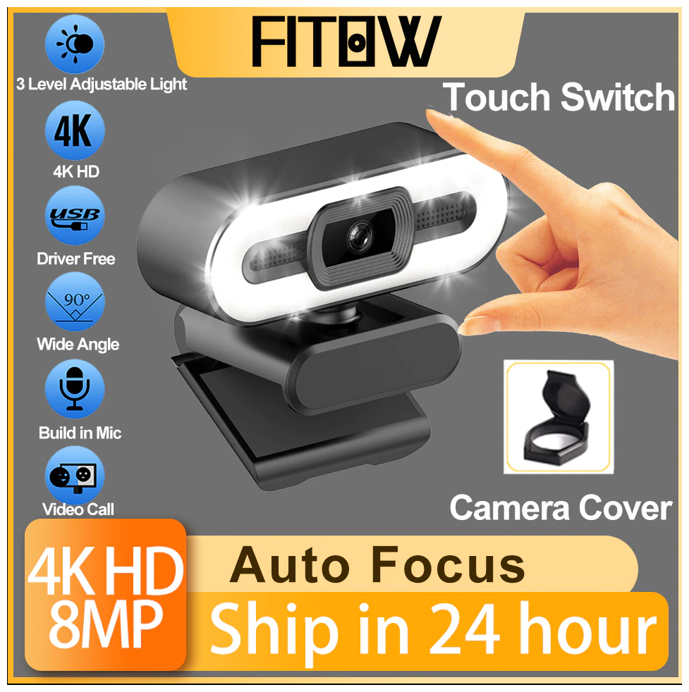 Веб-камера 2k Full HD 1080P, для ПК с микрофоном, usb-разъем, веб-камера для прямого с автофокусом и подсветкой эфира, видео вызова, Конференции