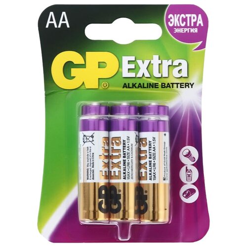 Батарейка GP Extra Alkaline AA, в упаковке: 6 шт. батарейка gp extra alkaline 24ax 2cr6
