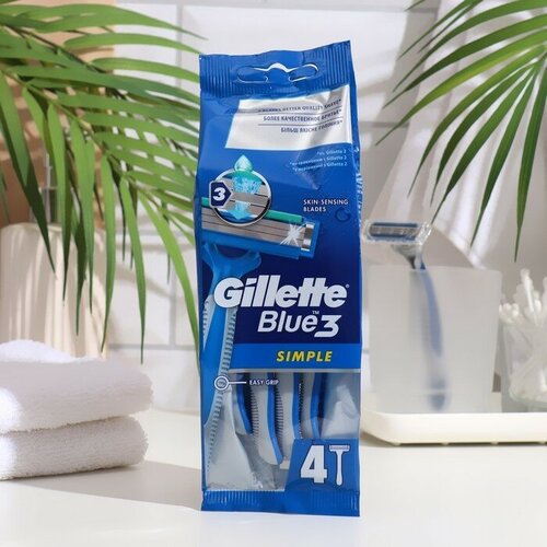 Станок бритвенный одноразовый Gillette Blue Simple3, 4 шт.