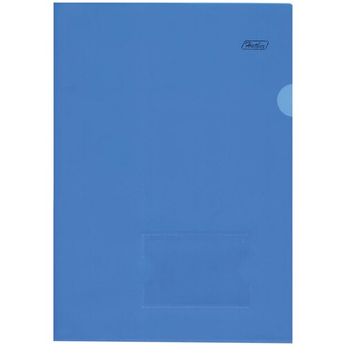 Купить Папка- уголок Hatber с карманом для визитки, А4, синяя, 0, 18 мм (V246955)