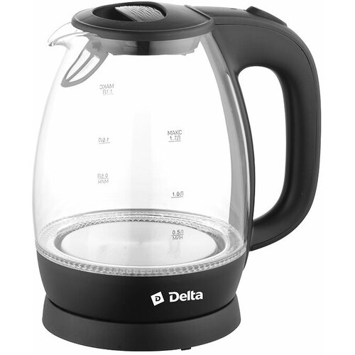 Чайник электрический 17Л 2200ВТ диск стекло съемн фильтр LED подсветка черн DELTA 291200₽