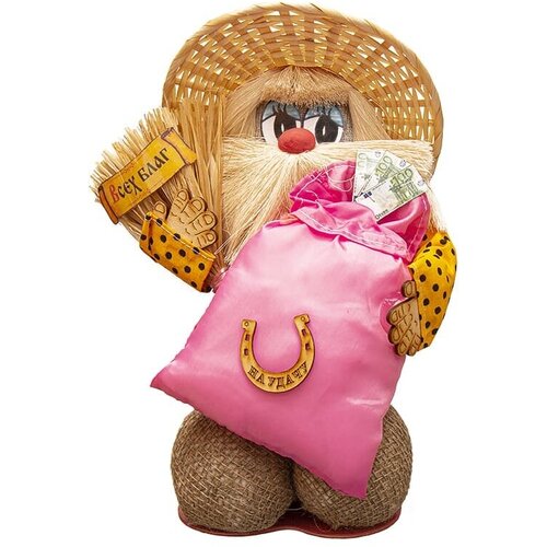 Домовой Счастливчик с веником и мешком 31 см