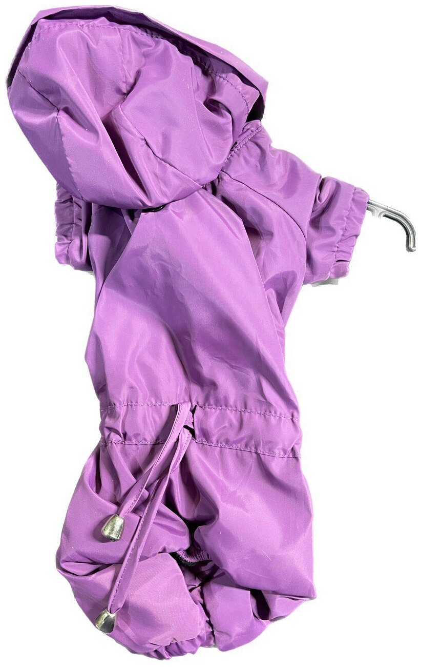 Дождевик утепленный для собак, девочка фиолетовый S Спина 17