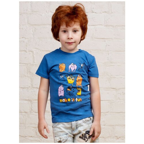 Футболка для мальчика MOR, MOR-116010/002голубой-оранжевый, размер 104 - 110