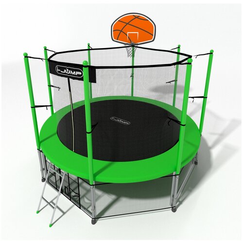 Батут i-Jump BASKET 10ft 3,06м с нижней сетью и лестницей (green)