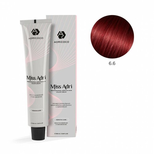 ADRICOCO Miss Adri крем-краска для волос с кератином, 6.6 темный блонд красный