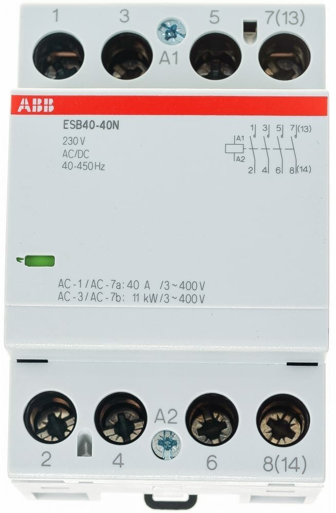 ABB Контактор ESB40-40N-06 модульный (40А АС-1 4НО) катушка 230В AC/DC ABB 1SAE341111R0640
