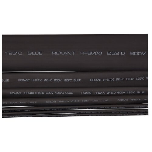 Rexant Термоусаживаемая трубка клеевая REXANT 4,8/1,6 мм, черная, упаковка 10 шт. по 1 м