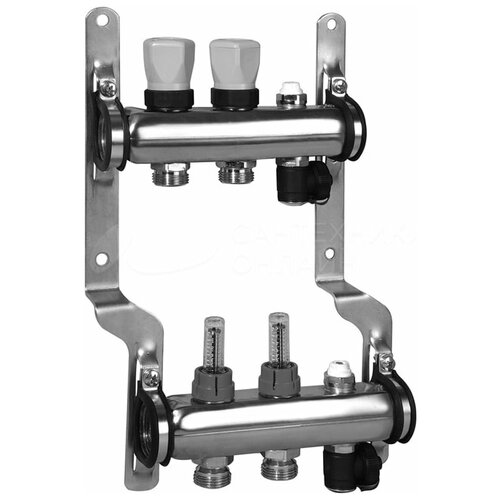 Коллектор из нержавеющей стали с расходомерами, 2 выхода