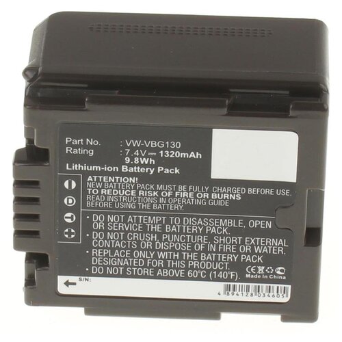 фото Аккумулятор ibatt ib-u1-f320 1320mah для panasonic sdr-h80, hdc-mdh1, hdc-hs700, sdr-h50, hdc-tm700, hdc-sd600, vdr-d50, hdc-sd100, vdr-d310, hdc-sd9, sdr-h90, hdc-tm10, vdr-d51, hdc-hs100, hdc-sd1, hdc-sd5,
