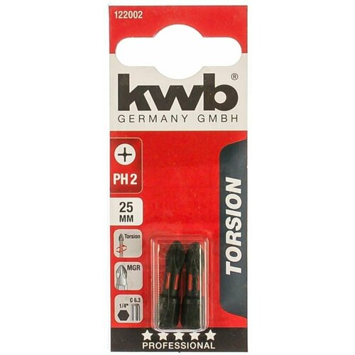 KWB Бита PH2 25мм kwb TORSION 2шт 122002