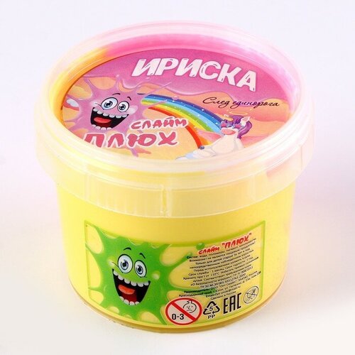 Слайм Плюх Ириска 2-х цветная След единорога контейнер 100 г 284₽
