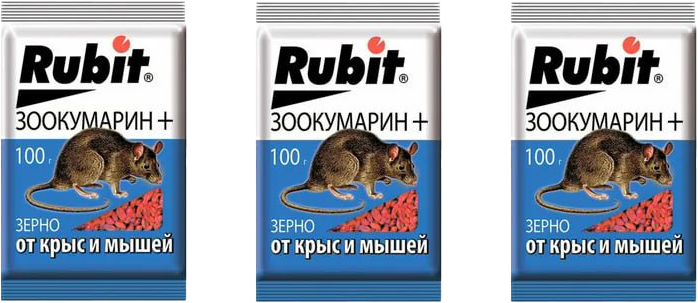 Rubit средство от мышей, мор, зоокумарин, 3шт по 100г - фотография № 1