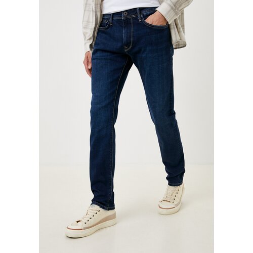 Джинсы Pepe Jeans, прямой силуэт, средняя посадка, размер 33, синий