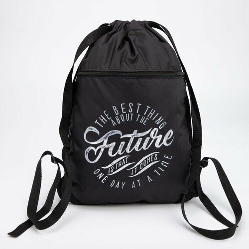 Мешок для обуви, Sacvoyage, отдел на шнурке, наружный карман, цвет чёрный