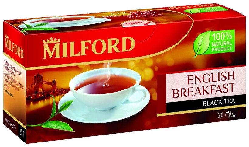 Чай черный MILFORD английский завтрак в пакетиках, 20 шт. - фотография № 1