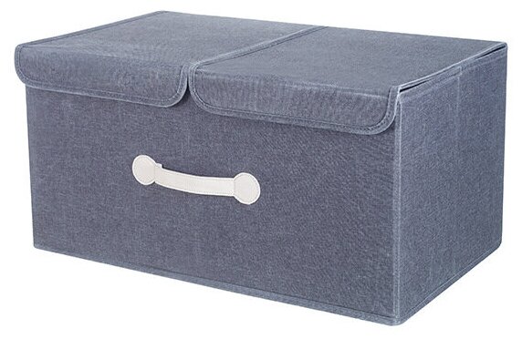 Коробка для хранения вещей / Контейнер с крышкой / Два отделения / размер 50*29.5*20 серый - фотография № 1