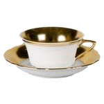 Чашка с блюдцем Виндзор Белая, матовое золото (150 мл), Leander - изображение