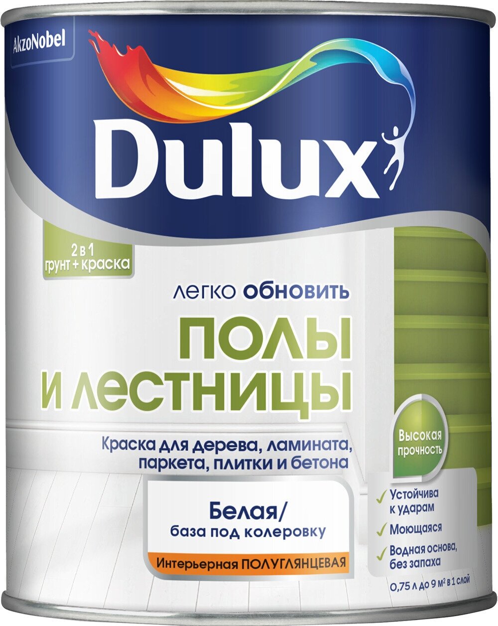 Dulux легко обновить Полы и Лестницы (грунт+краска), 0.75л, BW