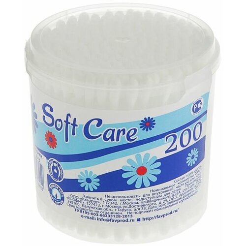 ватные палочки soft care 200 шт в стакане Soft Care Ватные палочки Soft Care, 200 шт. в стакане