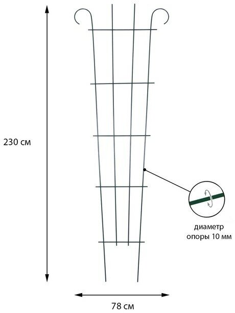 Шпалера 230 × 78 × 1 см металл зелёная «Декоративная»