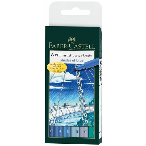 Faber-Castell набор капиллярных ручек Pitt Artist Pens shades of blue 6 оттенков синего (167164), 167164, cиний цвет чернил, 6 шт.