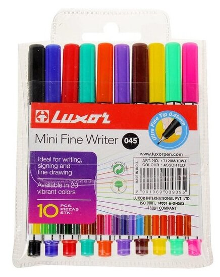 Luxor Набор капиллярных ручек Mini Fine Writer 045, 10 цветов, 0.45 мм, 10 шт.