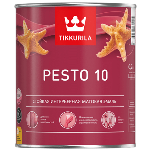 Эмаль алкидная стойкая матовая Pesto 10 (Песто 10) TIKKURILA 0,9 л белая (база А)