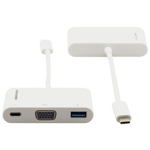 Kramer USB Type-C (m) - VGA/USB 3.0/USB Type-C (f), 0.17 м, белый kramer adc u31c hf переходник usb 3 1 тип c вилка на hdmi розетку