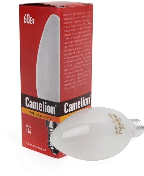 Camelion Лампа накаливания E14 60Вт Camelion 60/B/FR/E14