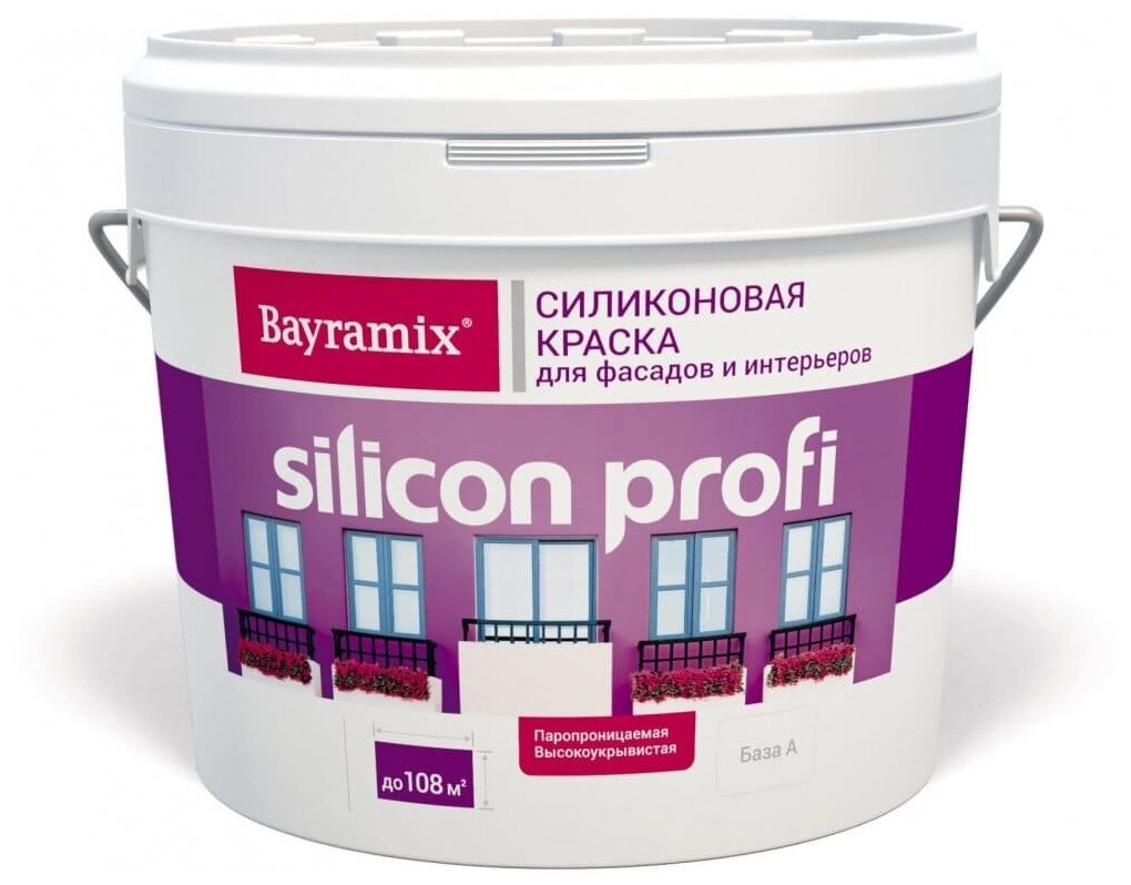 Краска акриловая Bayramix Silicon Profi База А 9 л