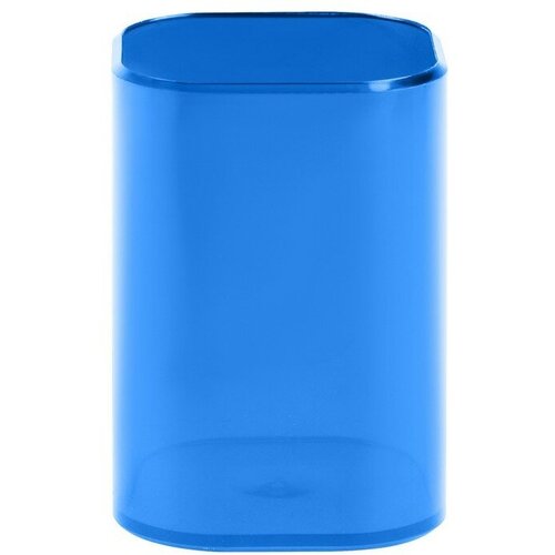 Подставка-стакан для пишущих принадлежностей Фаворит, квадратная, тонированная синяя
