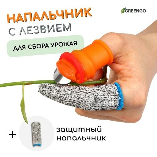 Greengo Напальчник с лезвием + 1 защитный напальчник, для сбора урожая