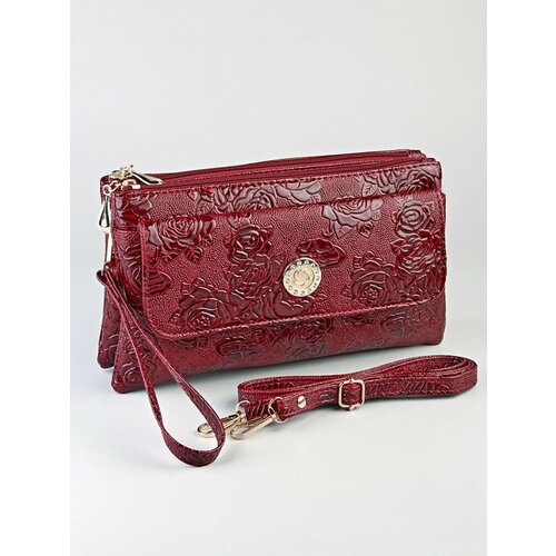 фото Сумка клатч , фактура лаковая, бордовый bares