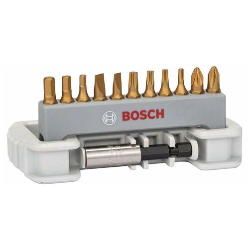 Набор Bosch из 11 бит Max Grip PH/PZ/T/S/HEX TiN + быстросменный держатель, арт. 2608522134