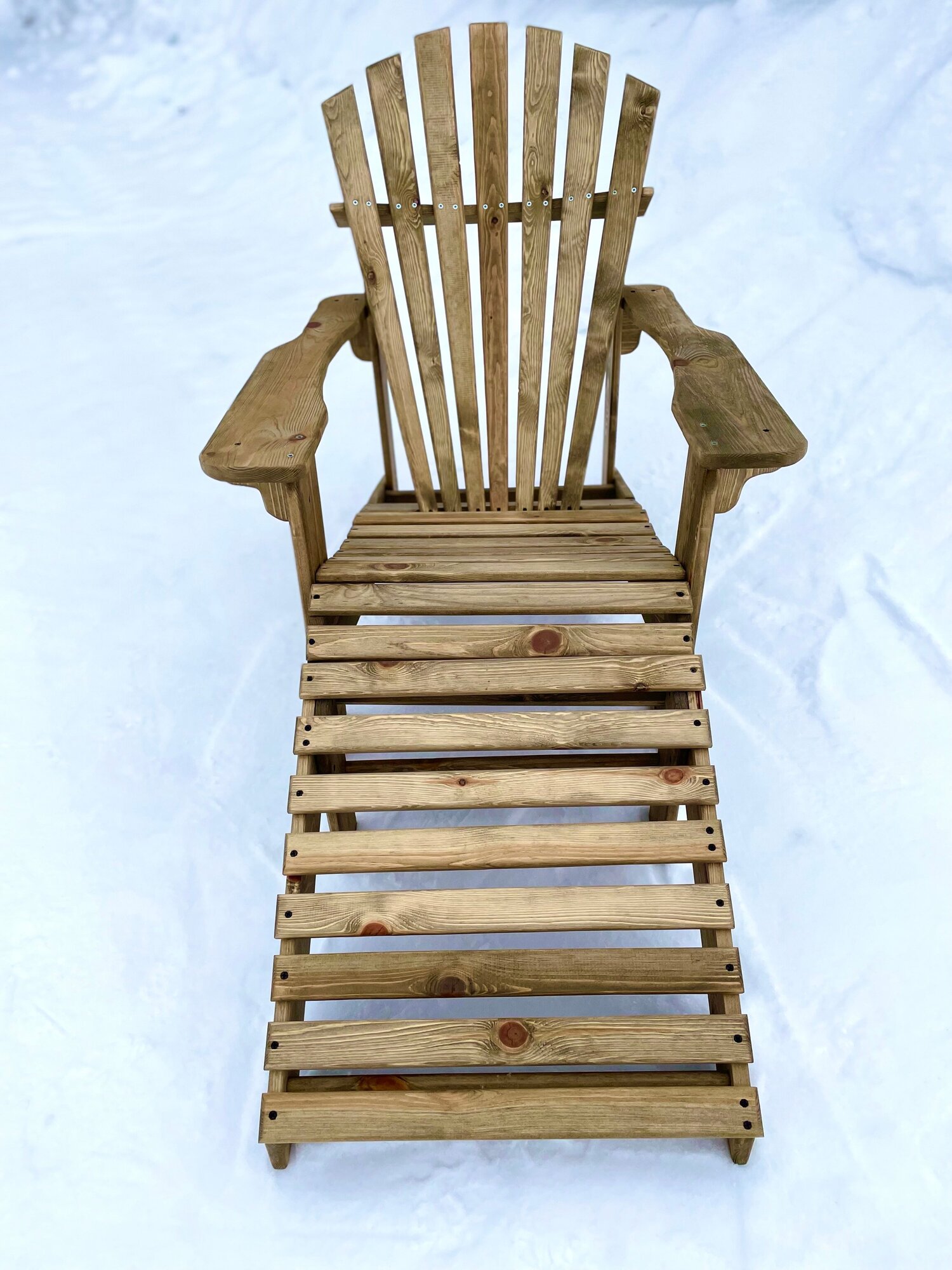 Шезлонг - кресло Адирондак, цвет - мореный дуб, массив, садовое, пляжное, влагозащитная пропитка, 76х140х89см - фотография № 3