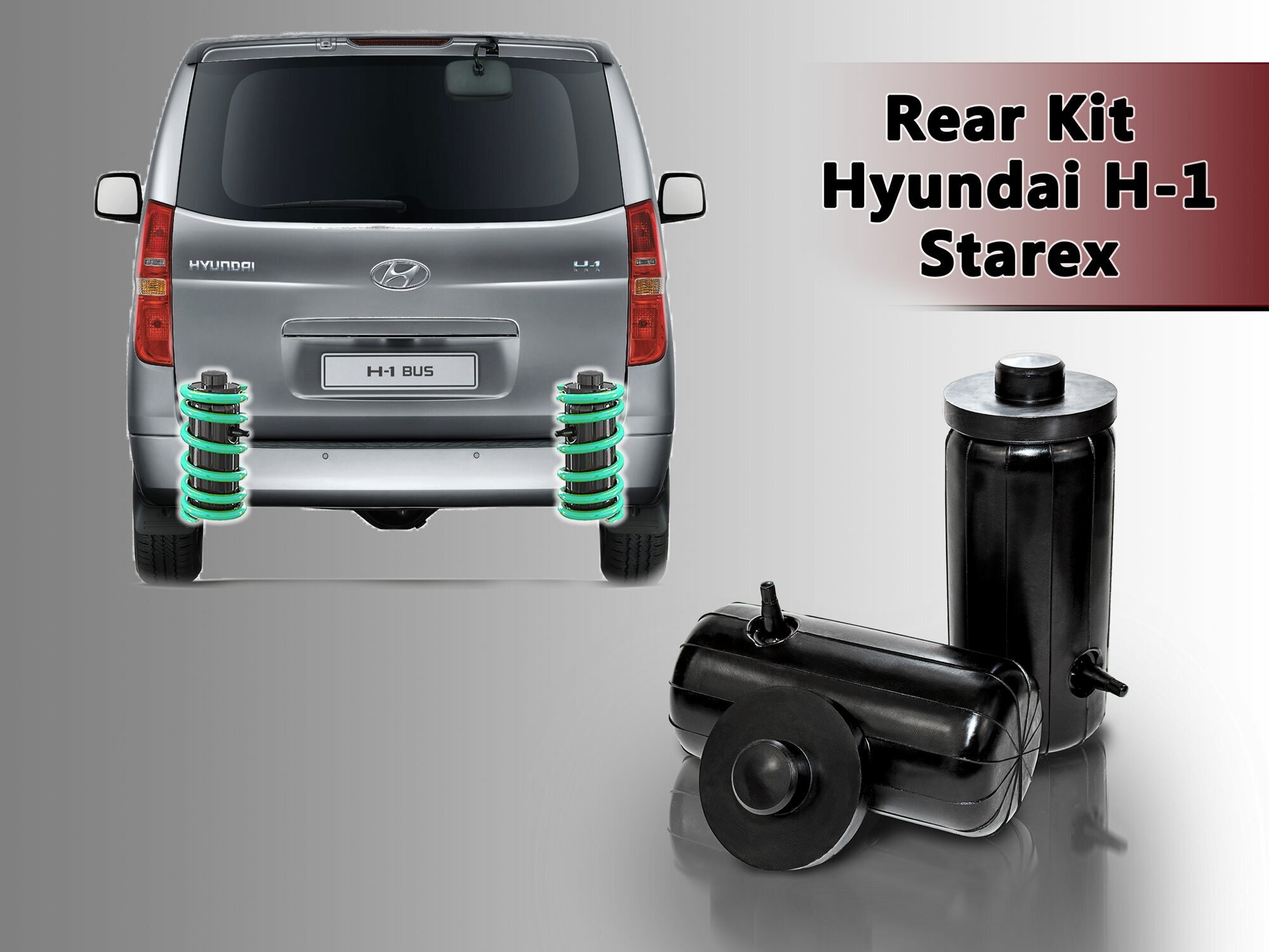 Пневмобаллоны в пружины Hyundai Starex, H1, задние, усиленные