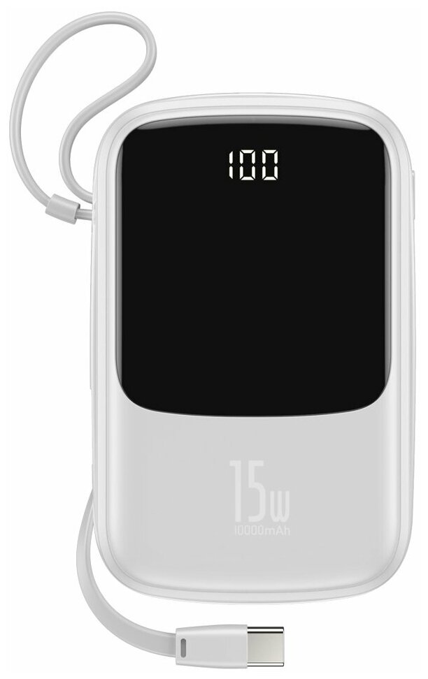 Внешний аккумулятор Baseus Power Bank Qpow Digital Display 3A 10000mAh Type-C Cable White PPQD-A02