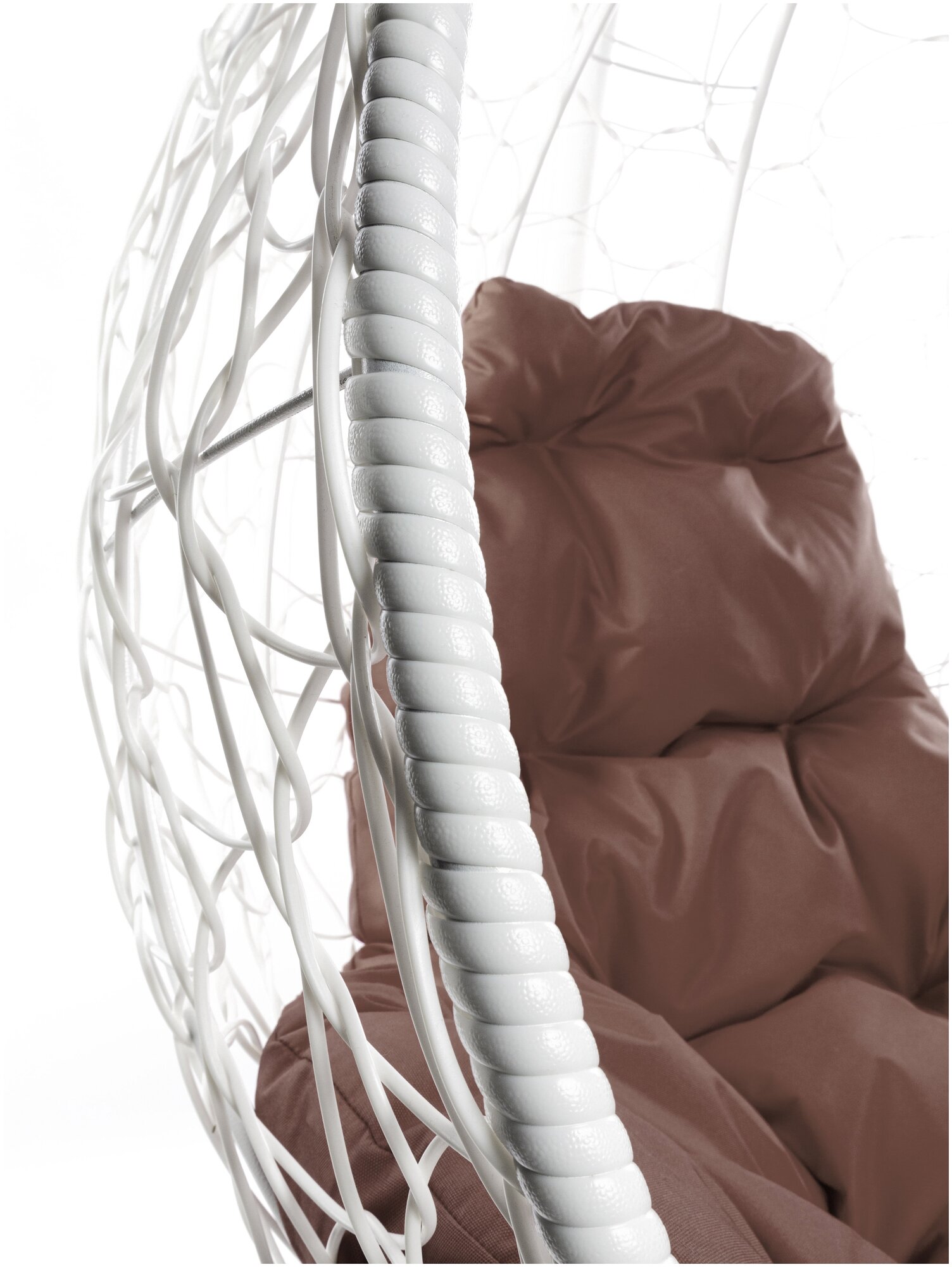 Подвесное кресло m-group капля ротанг белое, коричневая подушка - фотография № 13