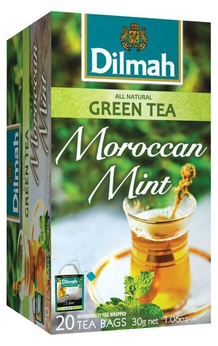 Чай зеленый Dilmah Moroccan mint в пакетиках, 1 уп.