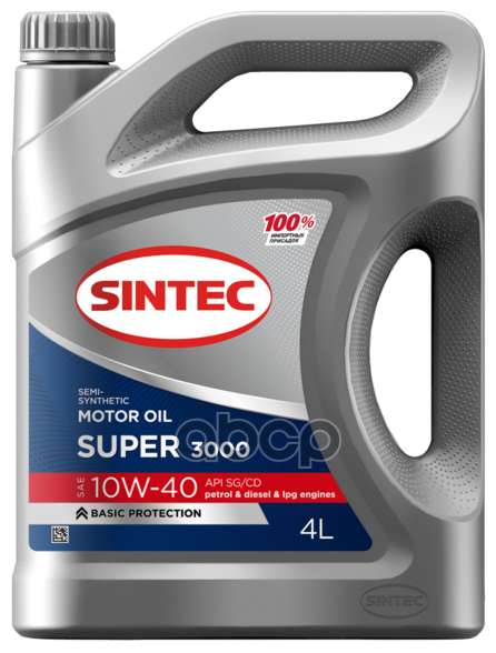 SINTEC Масло Sintec 10W-40 Супер 3000 Api Sg/Cd 4Л П/Син 600240