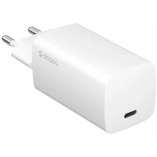 Сетевое зарядное устройство с USB-C Power Delivery 3.0, 65W, GaN, Deppa, белая (11433) сетевое зарядное устройство wall charger gan usb a usb c pd 3 0 qc 3 0 45w черный deppa deppa 11436