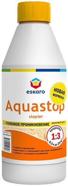 Грунт акриловый eskaro aquastop stepler укрепляющий концентрат 0,5л, арт.4630042541498