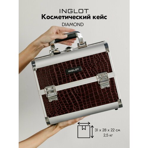 Бьюти-кейс Inglot, 22х31х28 см, ручки для переноски, бордовый, черный