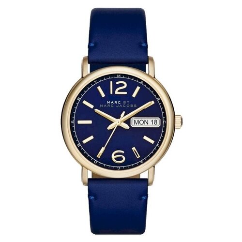 Оригинальные женские часы Marc By Marc Jacobs MBM8650 Fergus Gold-tone Watch Blue Leather Strap 38mm синий